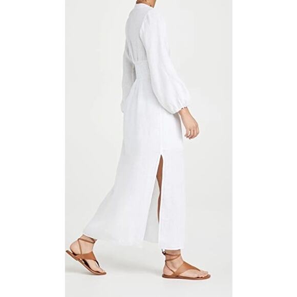 Rebecca Taylor Long Smock Waist Linen & Crochet Dress Size Large - Picture 8 of 13